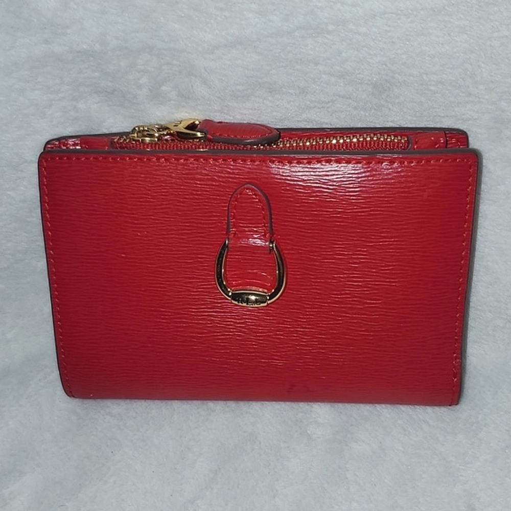 Ralph Lauren Red Wallet with Gold Accents